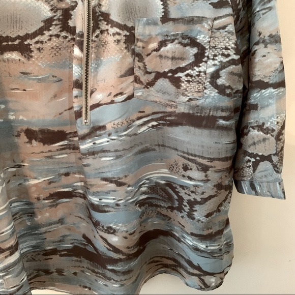 Haggar Blouse Earth Tone Pattern Sz XL - Picture 3 of 9